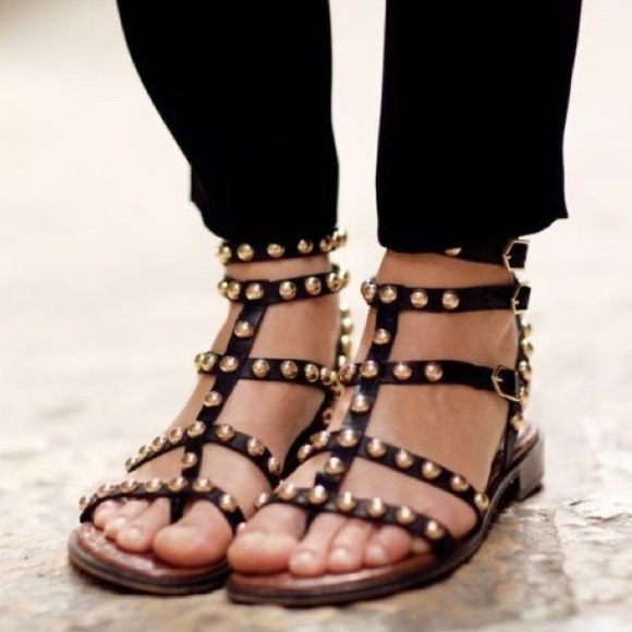 Sam Edelman Eavan Studded Gladiator Sandal Snake Black Leather Size 6 - Picture 9 of 16